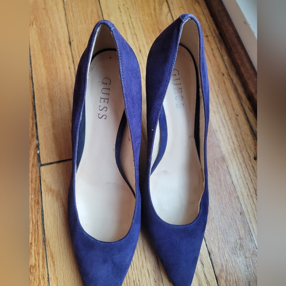 Guess Blue Suede 3 1/2 Pointy Toe Stiletto Size 7 1/2 - Picture 5 of 15